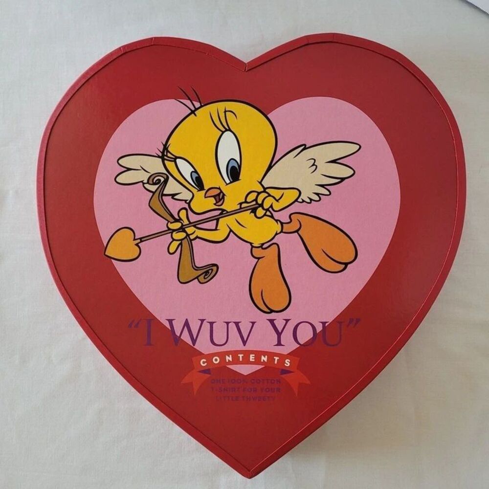 Vintage Tweety Bird Cupid Heart Box I Wuv You Looney Tunes Valentine Box ONLY